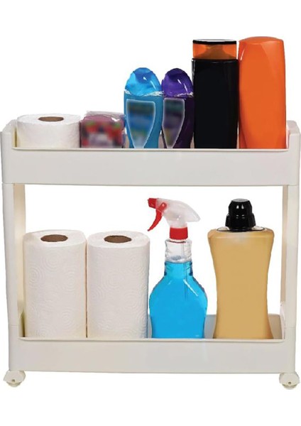 Tekerlekli Mutfak Rafı Banyo Rafı Organizer Sr-02