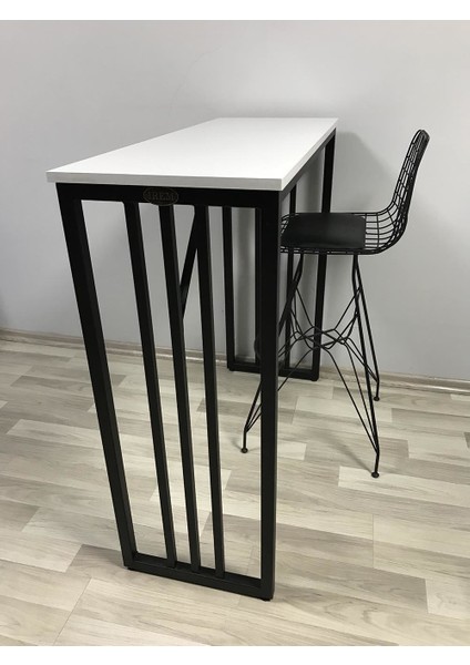 Bar Tipi Masa Bar Masası Metal Ayaklı Masa-Beyaz