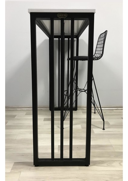 Bar Tipi Masa Bar Masası Metal Ayaklı Masa-Beyaz