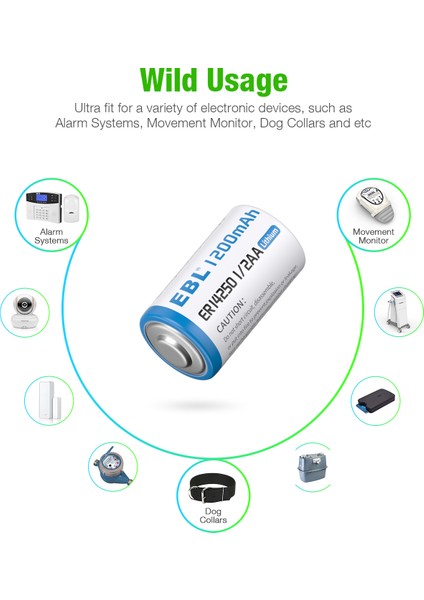 ER14250 1 2 AA 1200MAH Lityum Pil 2'li modelleri