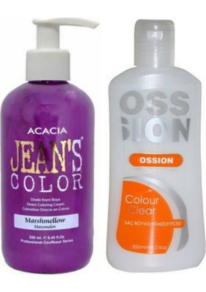 Acacia Jeans Color Saç Boyası Marşmelov 250ml ve Ossion Saç Boya Temizleyicisi 200ml