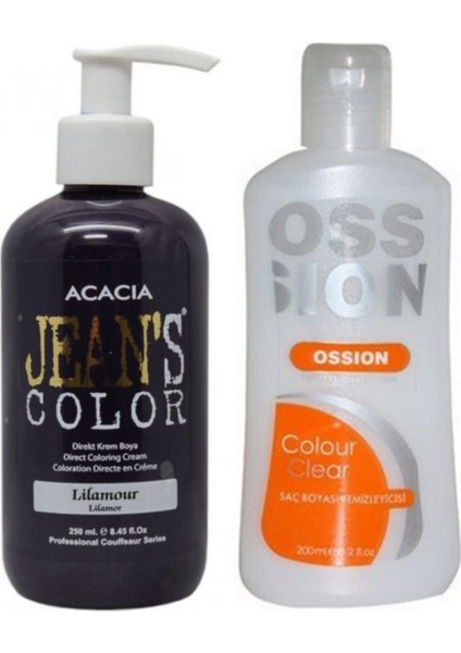 Acacia Jeans Color Saç Boyası Lilamor 250ml ve Ossion Saç Boya Temizleyicisi 200ml