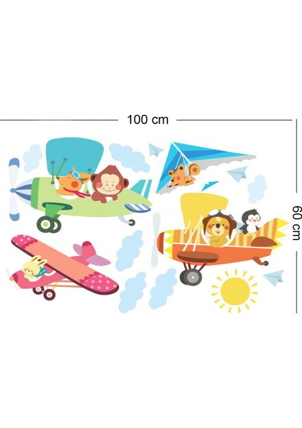 Pektas Uçaklar Çocuk Odası Duvar Sticker