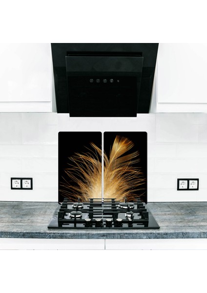 Ocak Arkası Koruyucu TAVUS KUŞU 80 cm x 52 cm 2 Parça 5'li Ocaklar