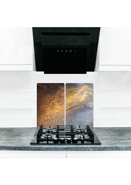 Ocak Arkası Koruyucu Fırtına 60 cm x 52 cm 2 Parça 4'lü Ocaklar