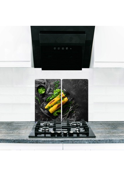 Ocak Arkası Koruyucu Mısır 60 cm x 52 cm 2 Parça 4'lü Ocaklar