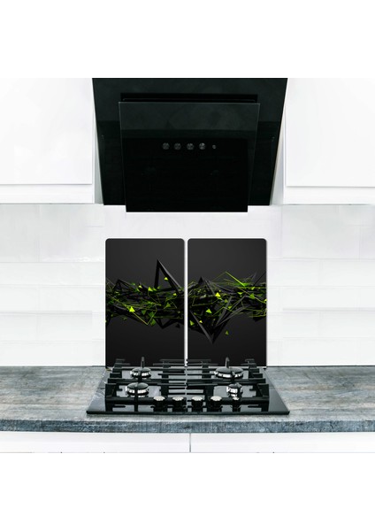 Ocak Arkası Koruyucu Dijital 60 cm x 52 cm 2 Parça 4'lü Ocaklar