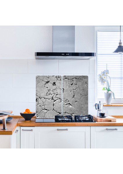 Cam Ocak Koruyucu Gri Taş 60 cm x 52 cm 2 Parça 4'lü fiyatları