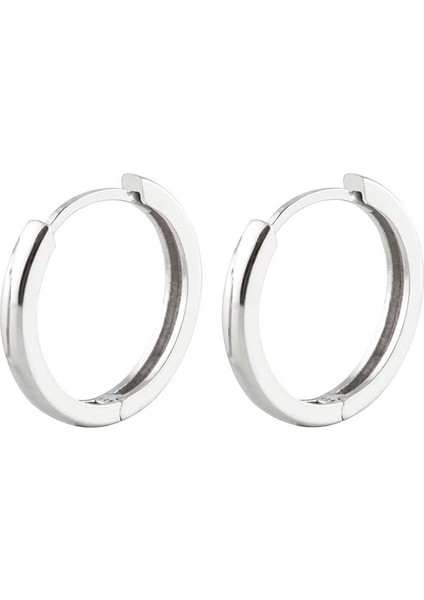 17 mm Taşsız Beyaz Halka Gümüş Kadın Küpe