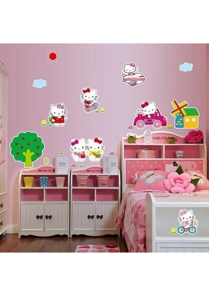 Kt Decoration Hello Kitty Duvar Sticker Çocuk Odası Pvc Duvar Sticker