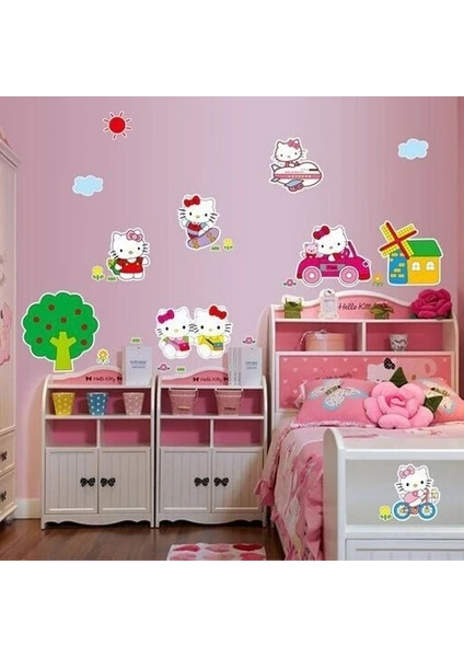 Kt Decoration Hello Kitty Duvar Sticker Çocuk Odası Pvc Duvar Sticker