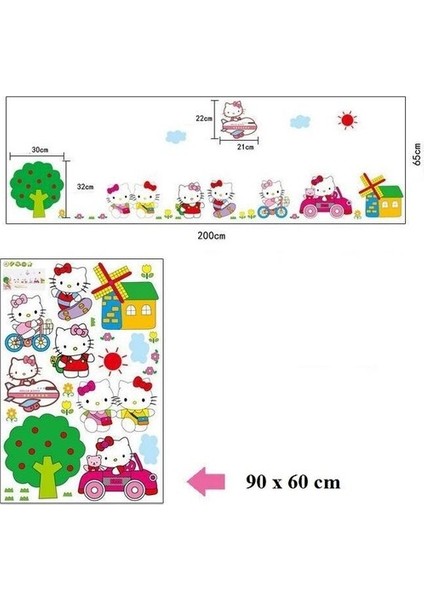 Kt Decoration Hello Kitty Duvar Sticker Çocuk Odası Pvc Duvar Sticker