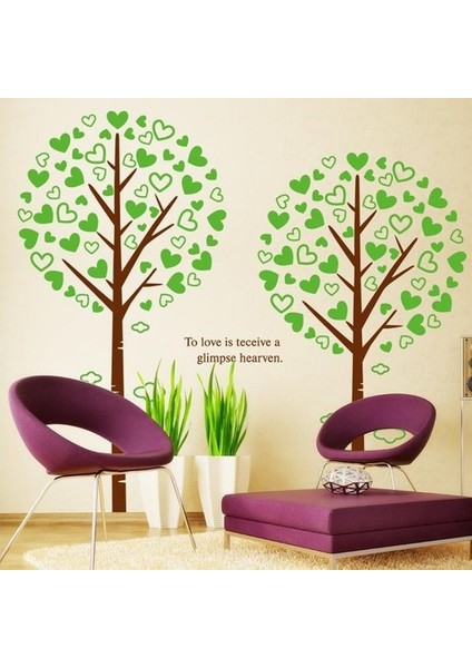 Kt Decoration Kalp Yapraklı Ağaç Pvc Duvar Sticker