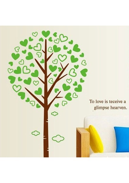 Kt Decoration Kalp Yapraklı Ağaç Pvc Duvar Sticker