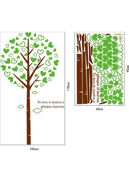 Kt Decoration Kalp Yapraklı Ağaç Pvc Duvar Sticker