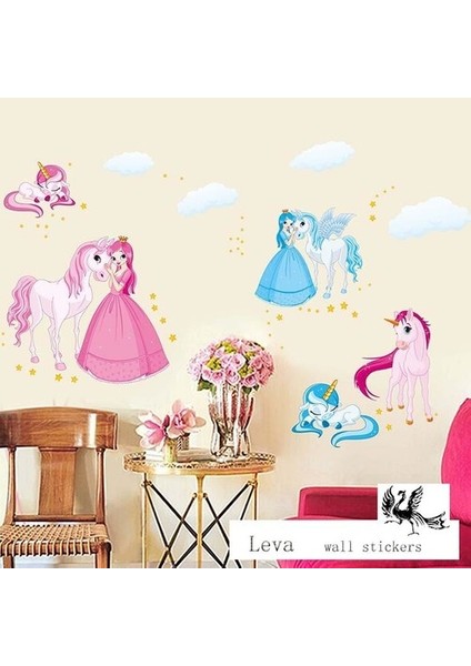 Kt Decoration Prenses Unicorn Tay Pony Bebek ve Kız Çocuk Odası Duvar Sticker