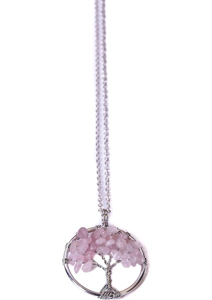 Pembe Kuvars Doğal Taş Hayat Ağacı Kolye TKY0042 fiyatları