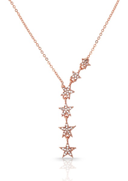 Rose Sallantılı Yıldız Kolye Küpe Set - Kalpli Kutusunda fiyatları