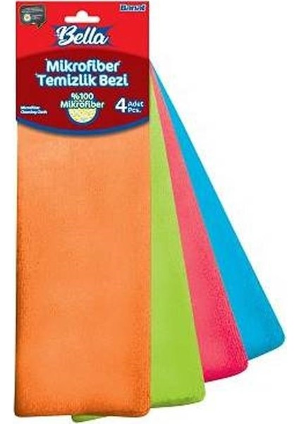 Bella Mikrofiber Temizlik Bezi %100 Mikrofiber 4'lü 4 Renkli