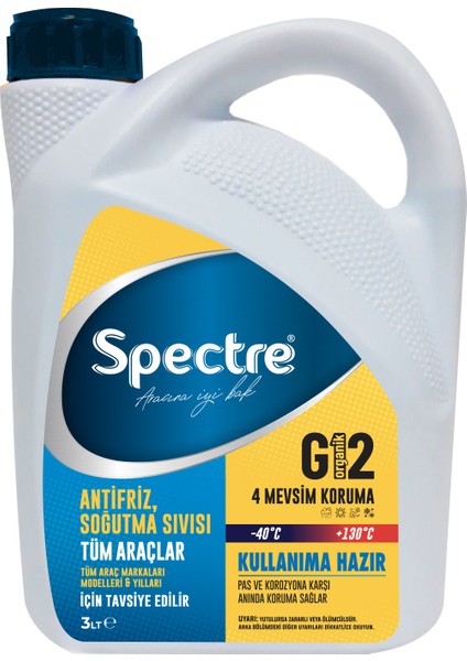 G12 Organik Mavi Antifriz 3 lt -40 Derece