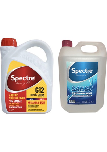 Kırmızı Antifriz 3 lt + Distile Saf Su 5 lt