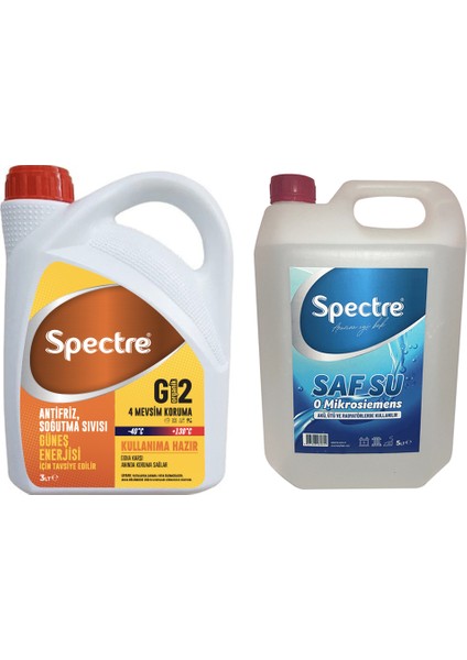 Güneş Enerjisi Antifrizi 3 lt + Distile Saf Su 5 lt