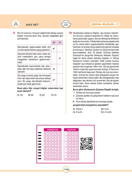 Maxnet 7. Sınıf Sosyal Bilgiler Soru Kitabı