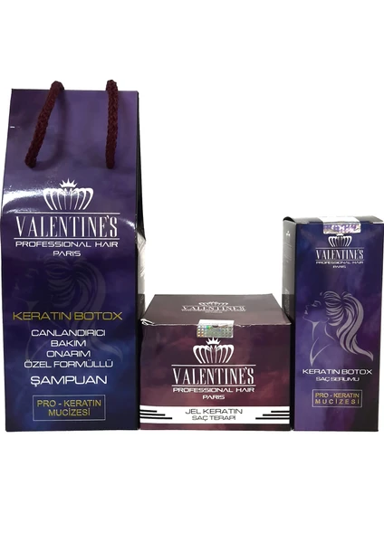 Valentines Professional Jel Keratin Şampuan + Krem + Serum