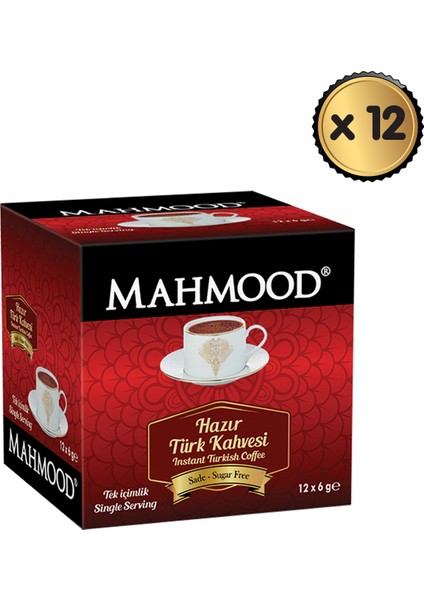 Mahmood Coffee Hazır Türk Kahvesi Sade 6 gr x 12 Paket (1 Koli)