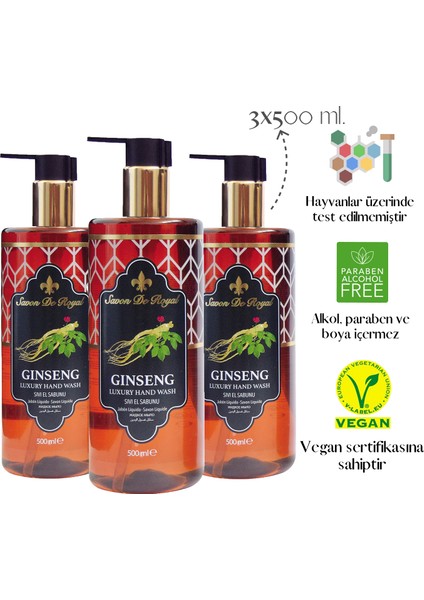 Savon De Royal Nature Luxury Vegan Sıvı Sabun Ginseng 3 x 500 ml