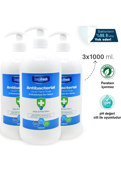 Antibakteriyel Sıvı Sabun 3 x 1000 ml