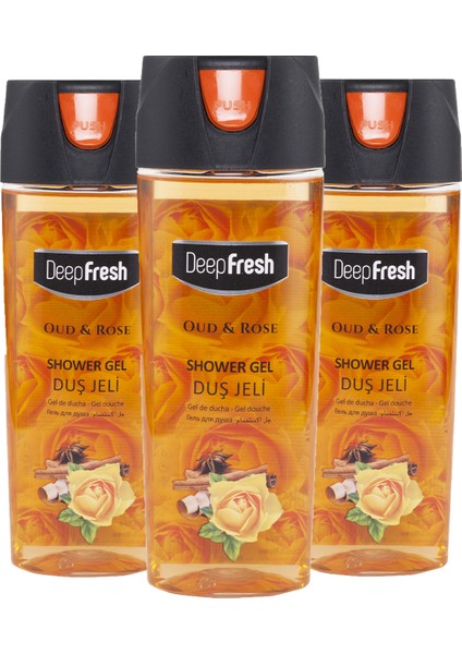 Deep Fresh Pratik Kapaklı Duş Jeli Oud & Rose 3 x 500 ml