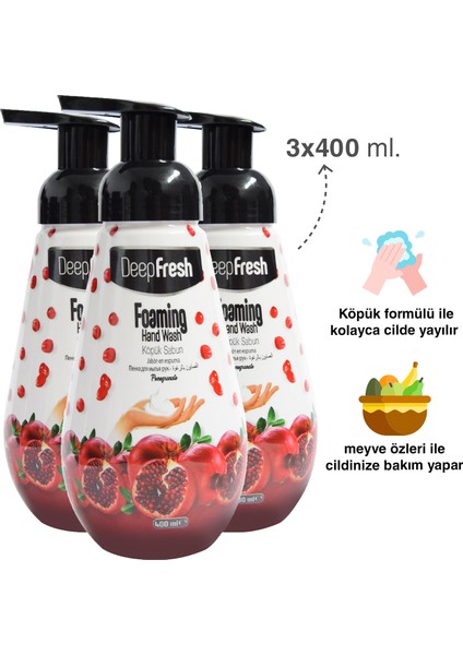 Deep Fresh Meyve Köpük Sabun Nar 3 x 400 ml