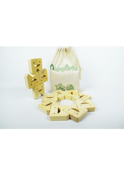 Diş Bloklar Ahşap Denge Oyunu (Montessori) - Doğal Eğitici Ahşap Oyuncak