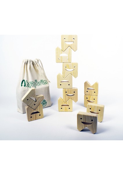 Diş Bloklar Ahşap Denge Oyunu (Montessori) - Doğal Eğitici Ahşap Oyuncak modelleri