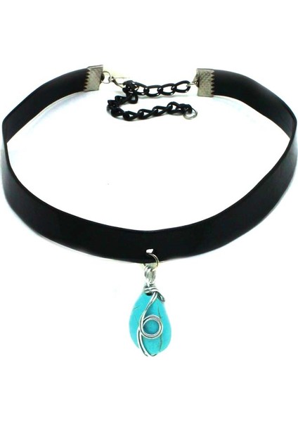 Turkuaz Taşlı Choker Style