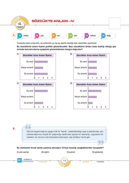 Karaca Yayınevi Maxnet 6. Sınıf Türkçe Soru Kitabı