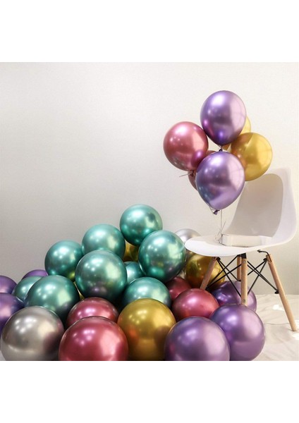 Krom Balon - Mor - 10 Adet - Chrome