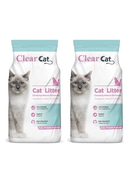 Bebek Pudrası Kokulu İnce Taneli Kedi Kumu 10 Lt x 2 Adet
