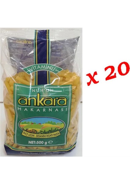 Ankara Vitaminli Ince-Uzun Makarna 500 gr x 20'li Koli