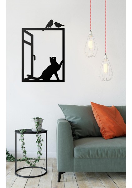 İnnova Metal Kedi Metal Lazer Kesim Tablo , Metal Duvar Dekoru 35 x 50 cm