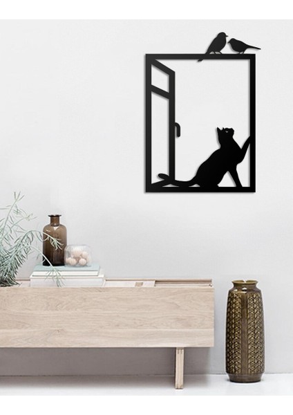 İnnova Metal Kedi Metal Lazer Kesim Tablo , Metal Duvar Dekoru 35 x 50 cm