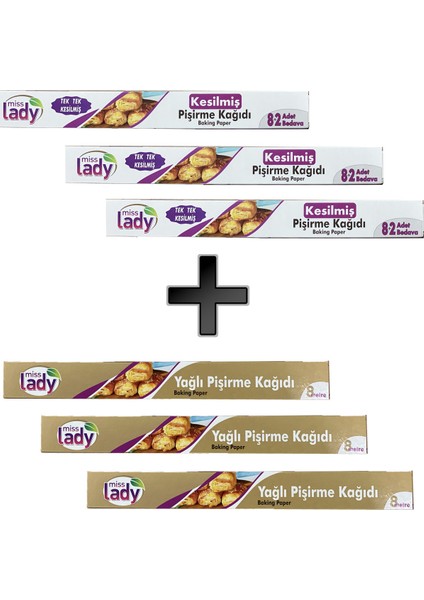 Yağlı Pişirme Kağıdı 8 Metre x 3 + Kesilmiş Yağlı Pişirme Kağıdı x 3 (8+2)