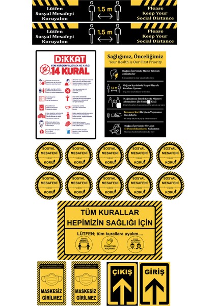 Sosyal Mesafe Uyarı Seti 3