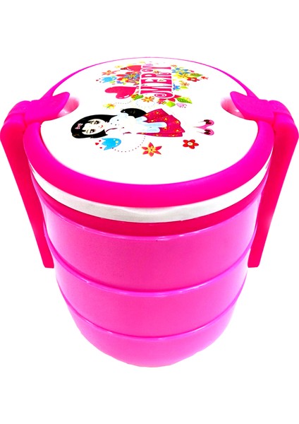 Merry 3 Katlı Beslenme Kabı Seti Pembe