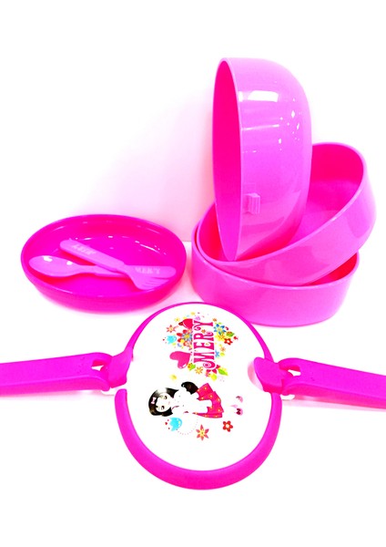 Merry 3 Katlı Beslenme Kabı Seti Pembe fiyatları