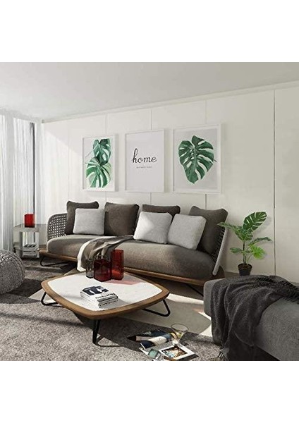 Yapay Çiçek Monstera Deve Tabanı Metal Mat Siyah Saksılı Yapay Bitki Salon Çiçeği 12 Yaprak