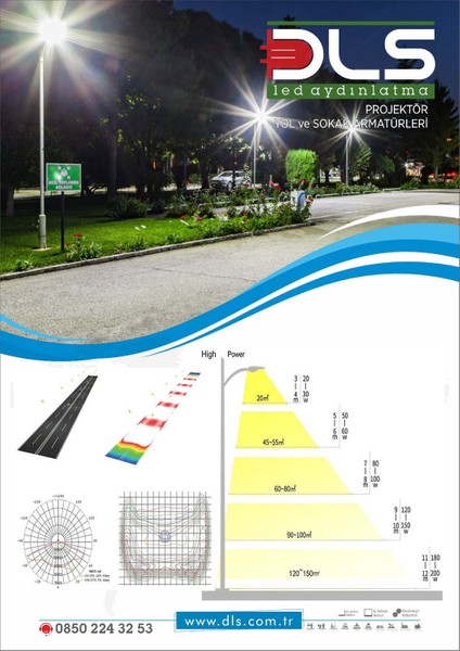 Lensli 100W Park Bahçe Sokak LED Armatür Lamba 100W Dls