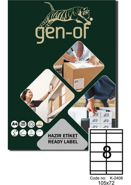 GK-2468 Laser Etiket 105 X 72 100 SAYFA 800 Etiket