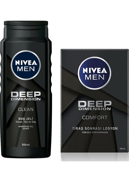 Men Deep Dimension Duş Jeli 500 ml + Nivea Deep Dimension Tıraş Losyonu 100 ml